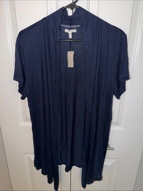Maurices Navy Open-Front Short-Sleeve Cardigan